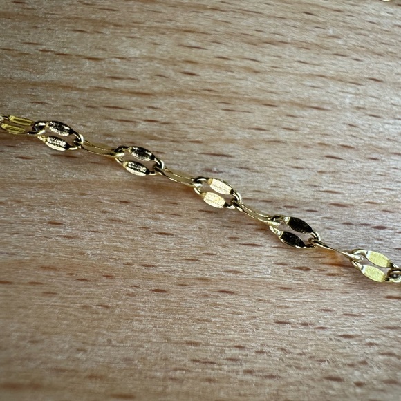 Gold Glitter Sequin Chain Necklace - Stainlees steel Flat Link - Picture 2 of 7